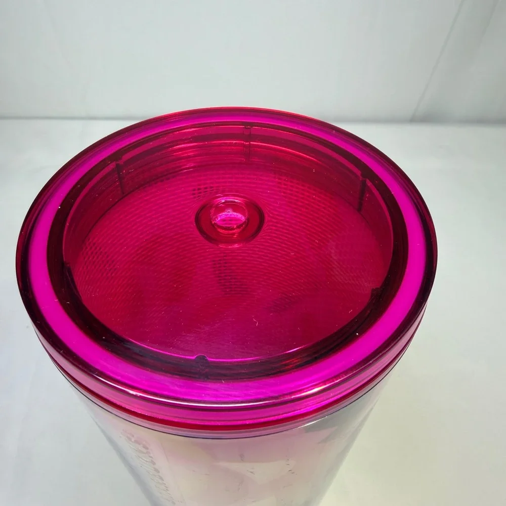 Starbucks Pink Floral Mesh Venti Cold Cup Tumbler 24oz Double‎ Wall Travel Mug